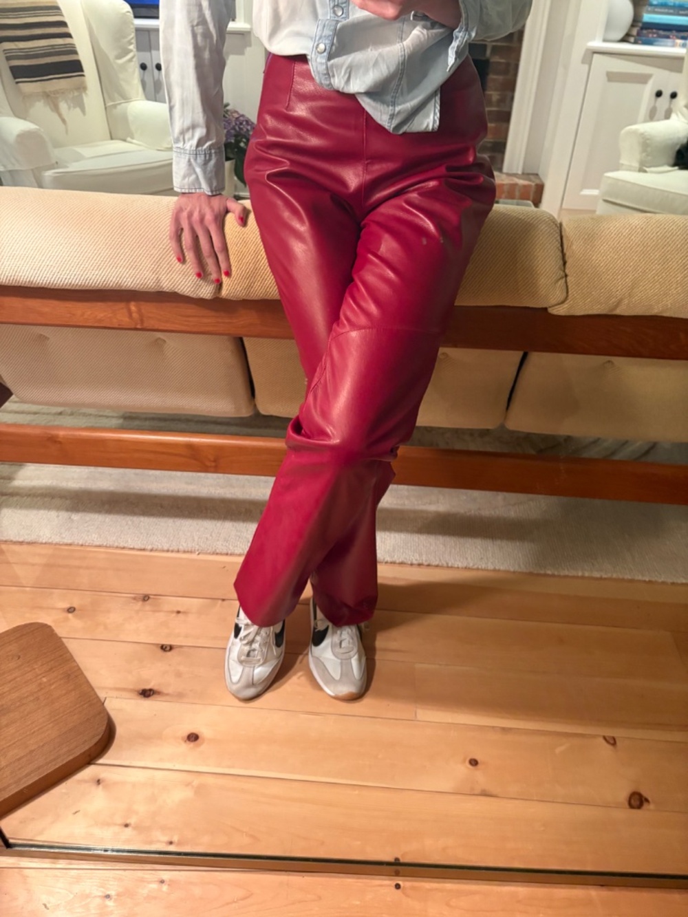 RED Leather size 4 NWT Danier pants - Picture 7 of 8